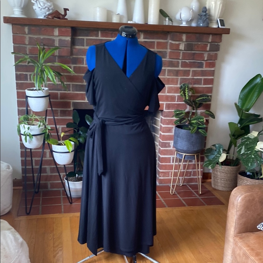 Midi True Wrap Dress with Cold Shoulder from Mynt 1792